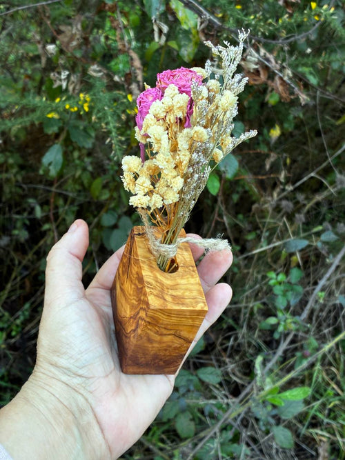 Trockenblumen Vase aus Olivenholz