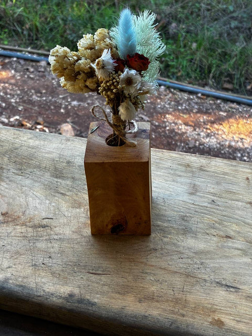 Trockenblumen Vase aus Olivenholz