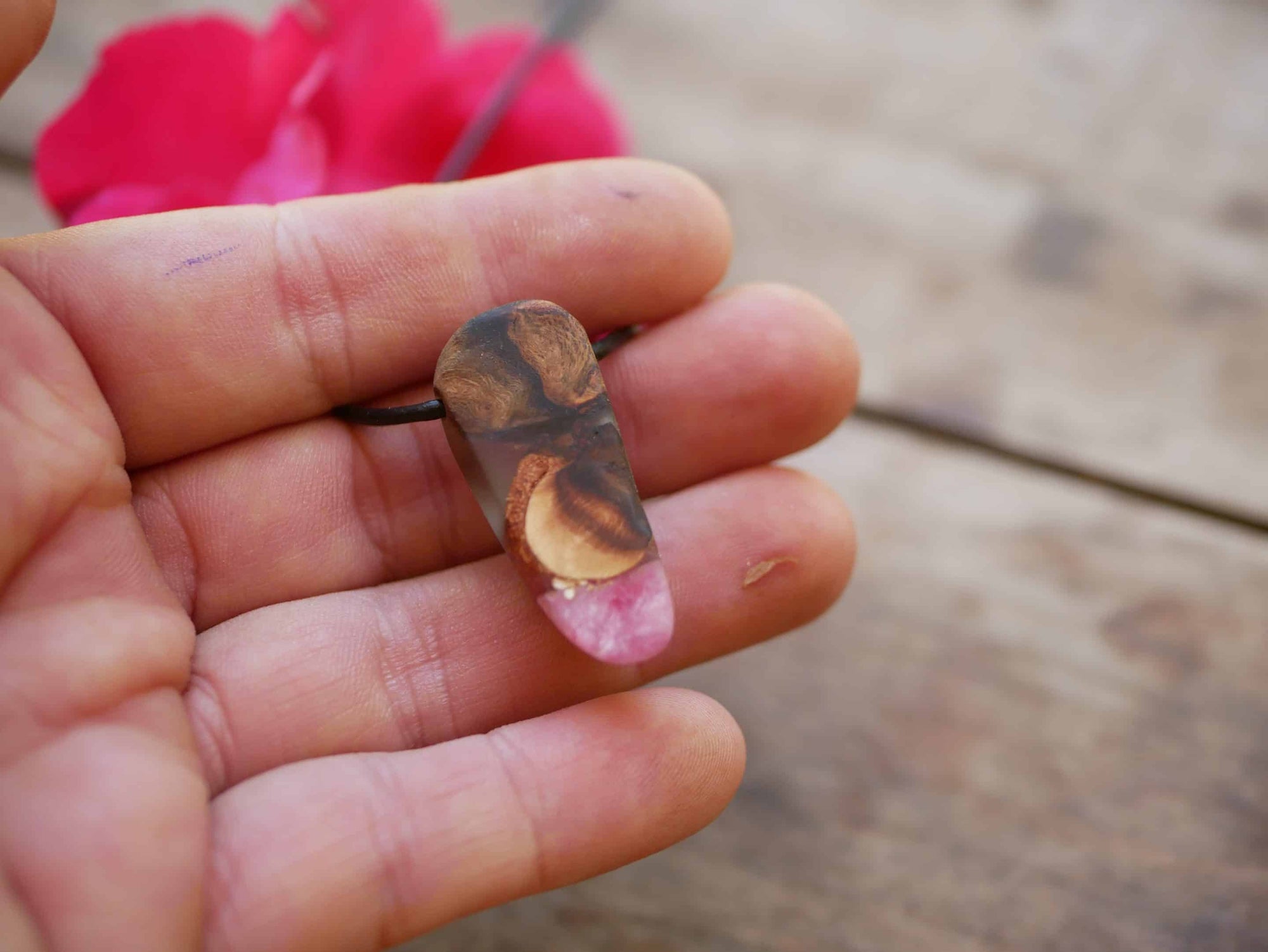 Baumperlen mit Epoxid Rose