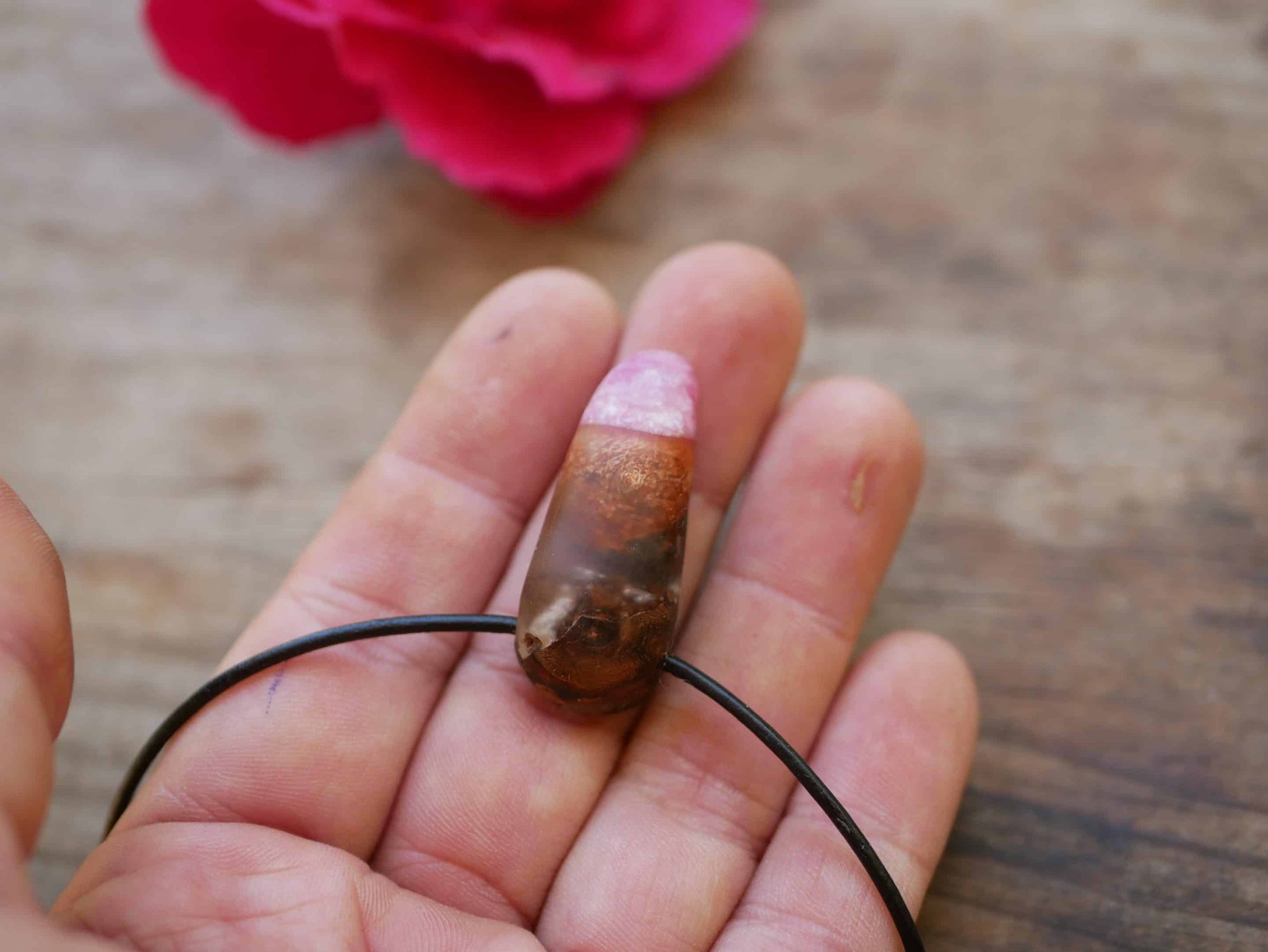 Baumperlen mit Epoxid Rose