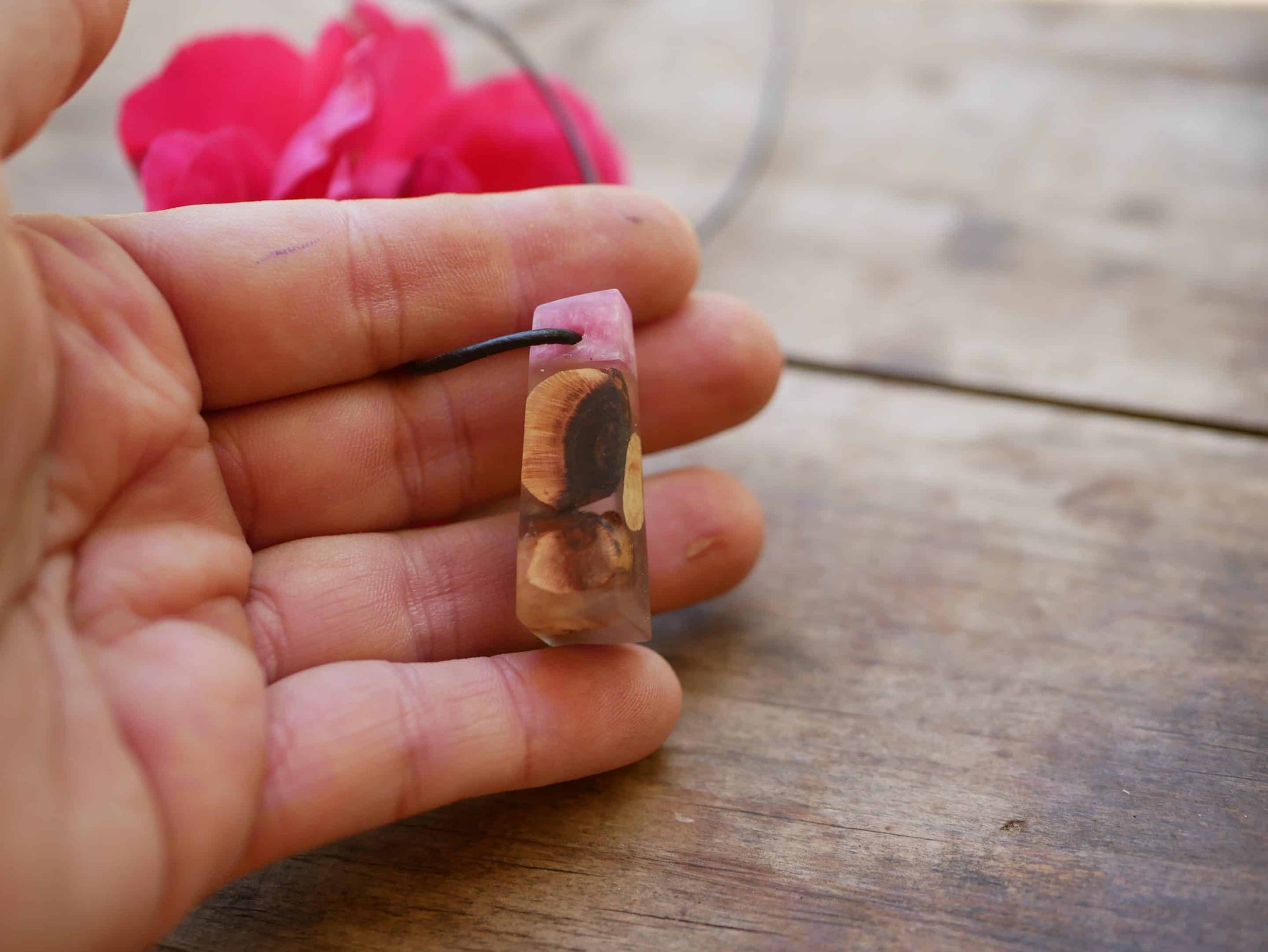 Baumperlen mit Epoxid Rose