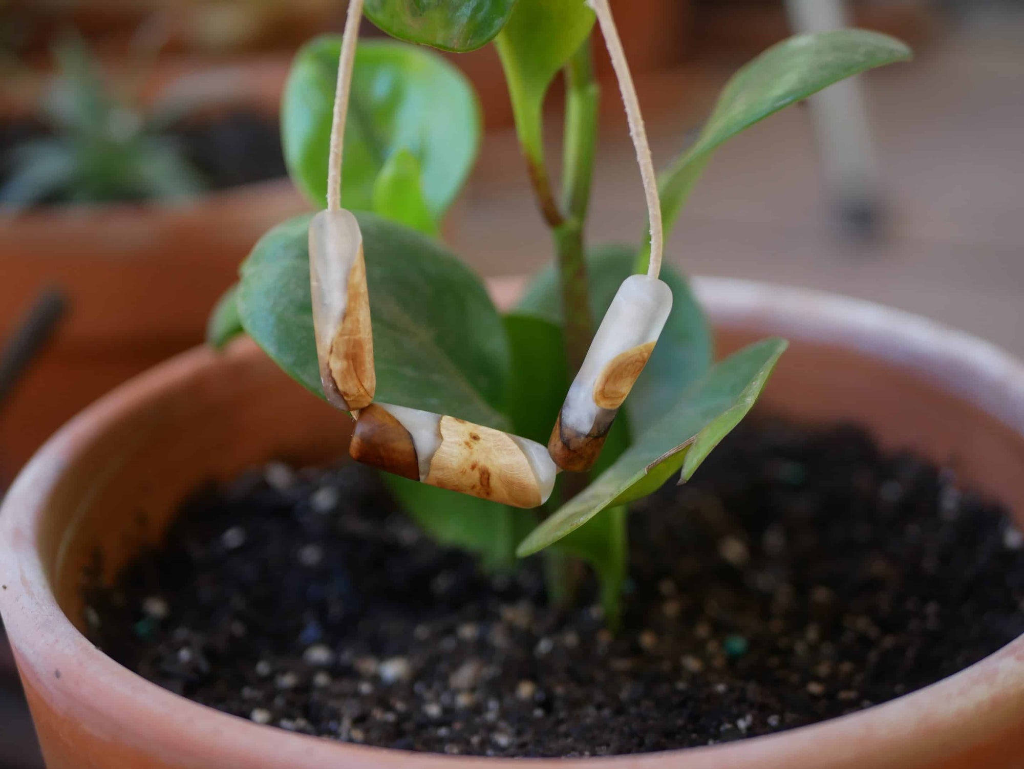 Kette aus 3 Baumperlen Gliedern