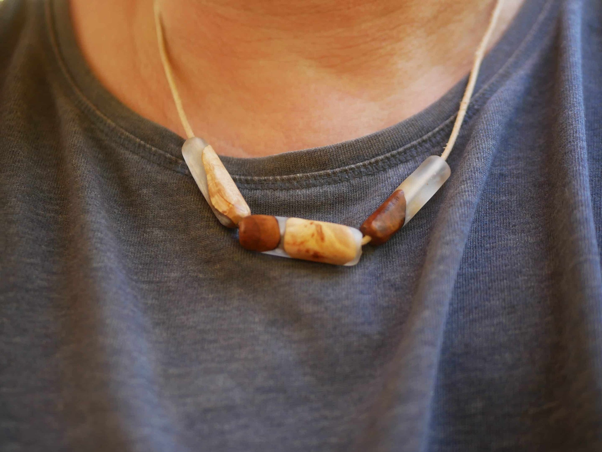 Kette aus 3 Baumperlen Gliedern
