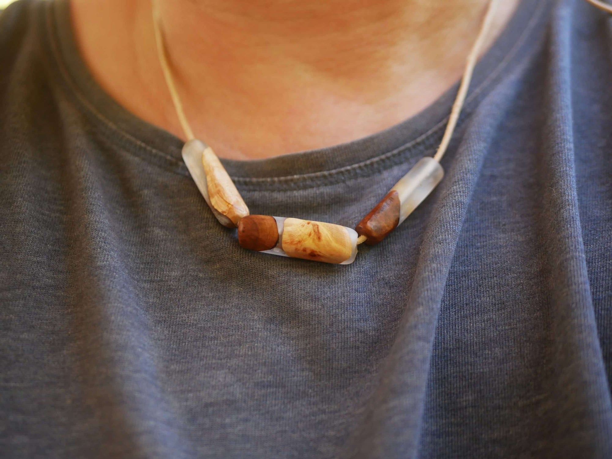 Kette aus 3 Baumperlen Gliedern