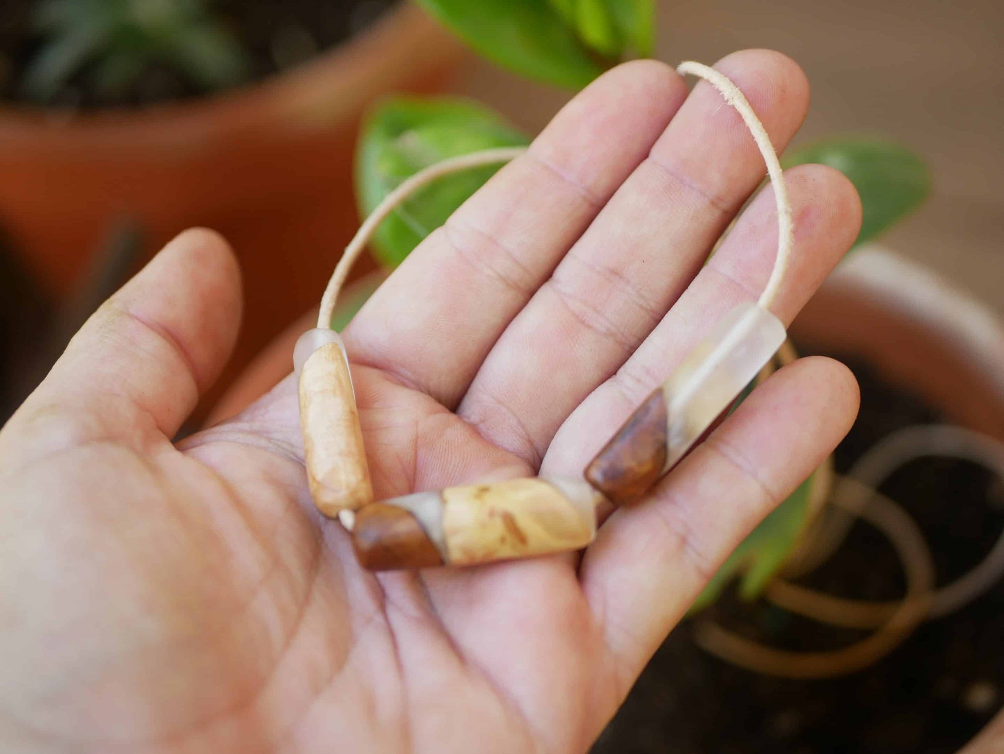 Kette aus 3 Baumperlen Gliedern