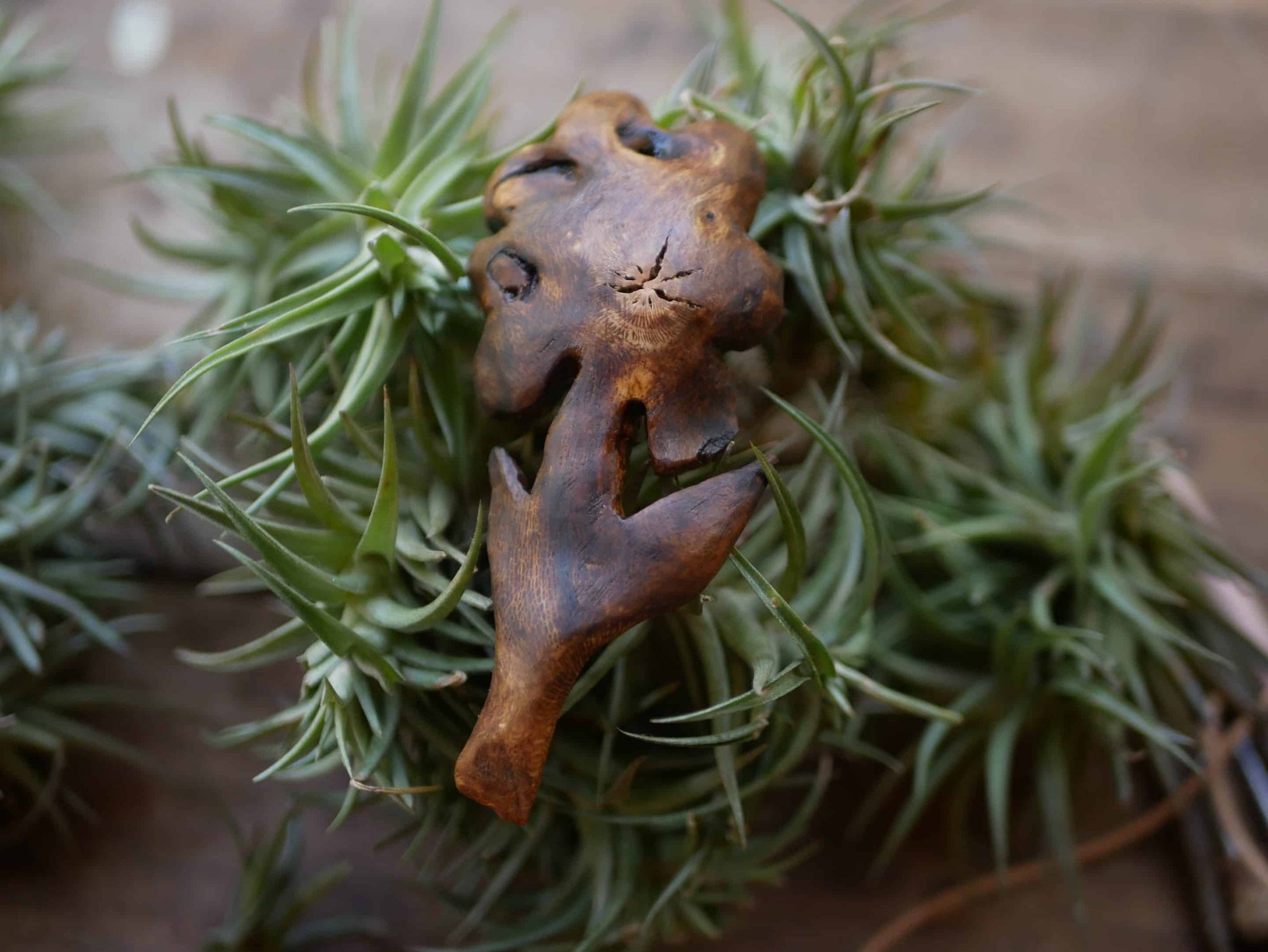 Blume aus Rosenholz mit einem Labradorit Stein
