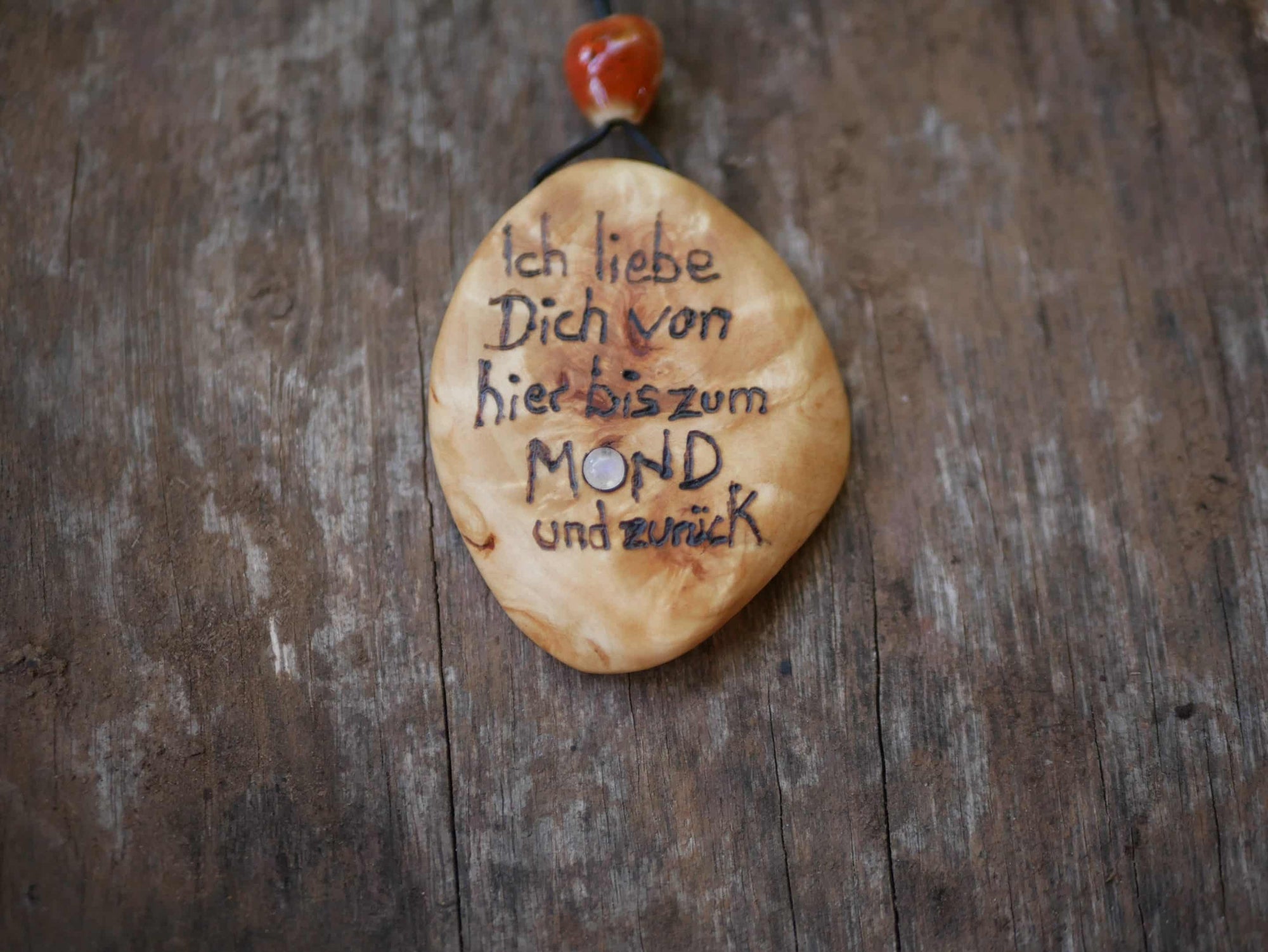 Baumperlenscheibe bis zum Mond mit Mondstein
