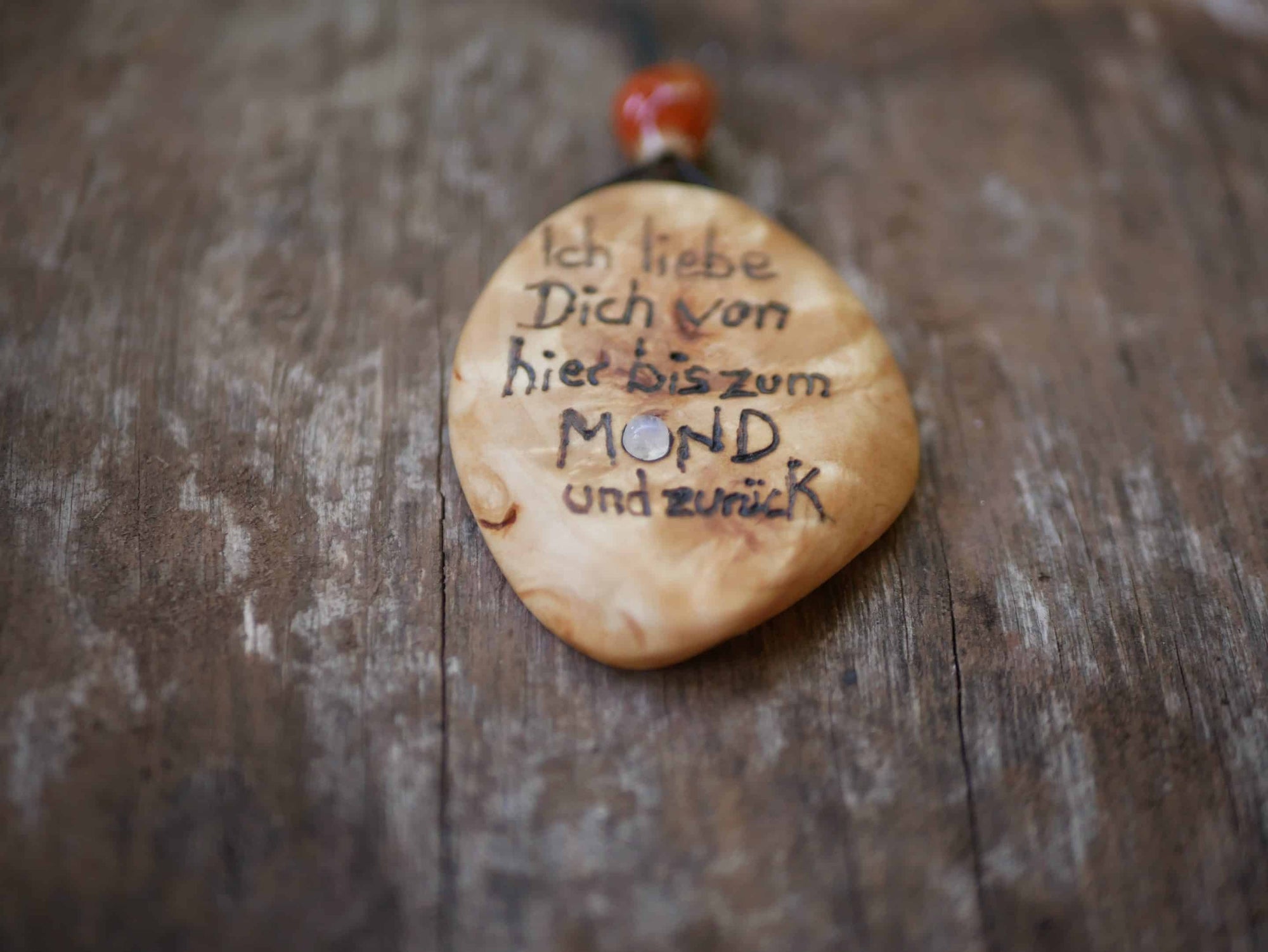 Baumperlenscheibe bis zum Mond mit Mondstein