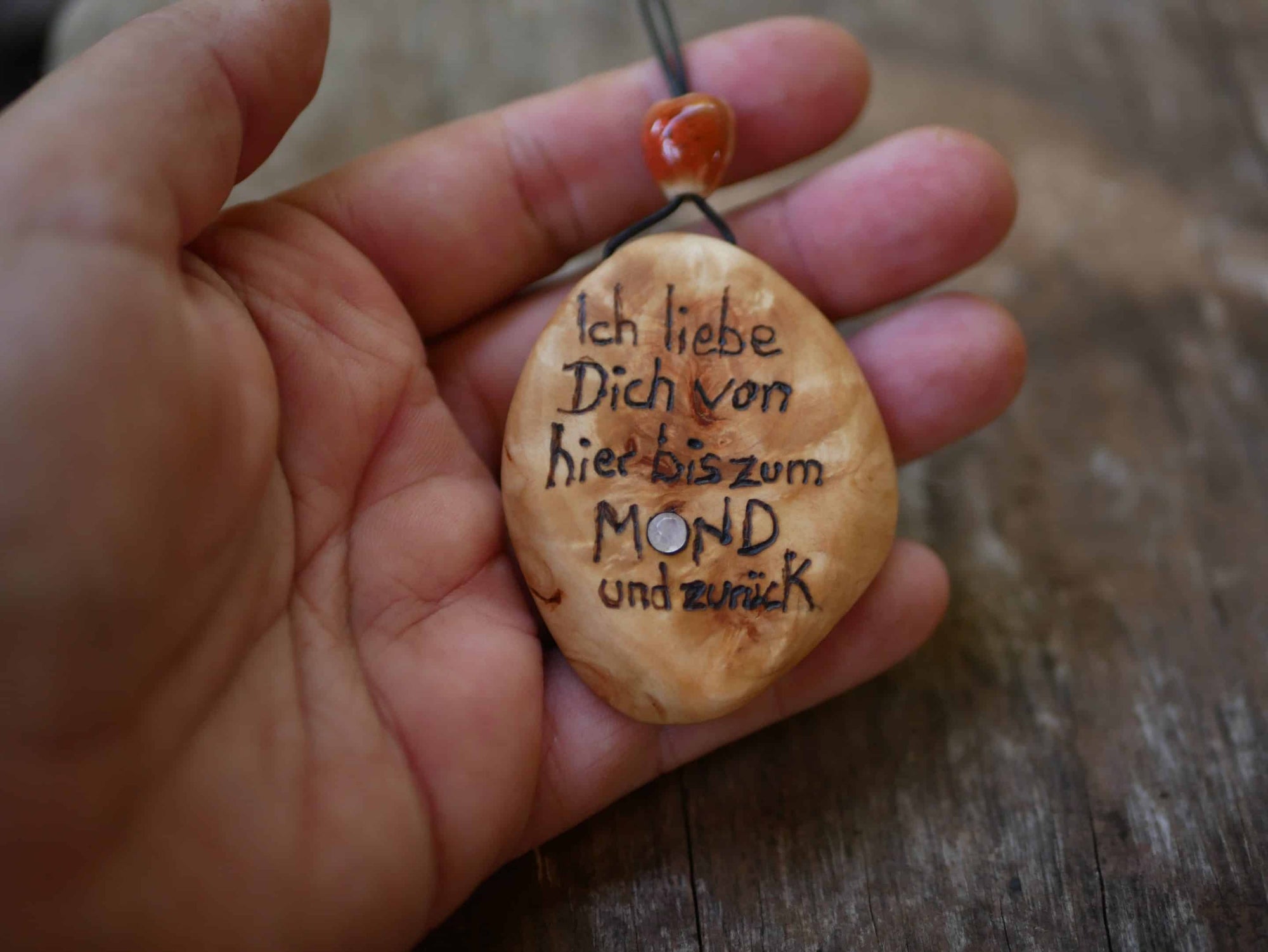 Baumperlenscheibe bis zum Mond mit Mondstein