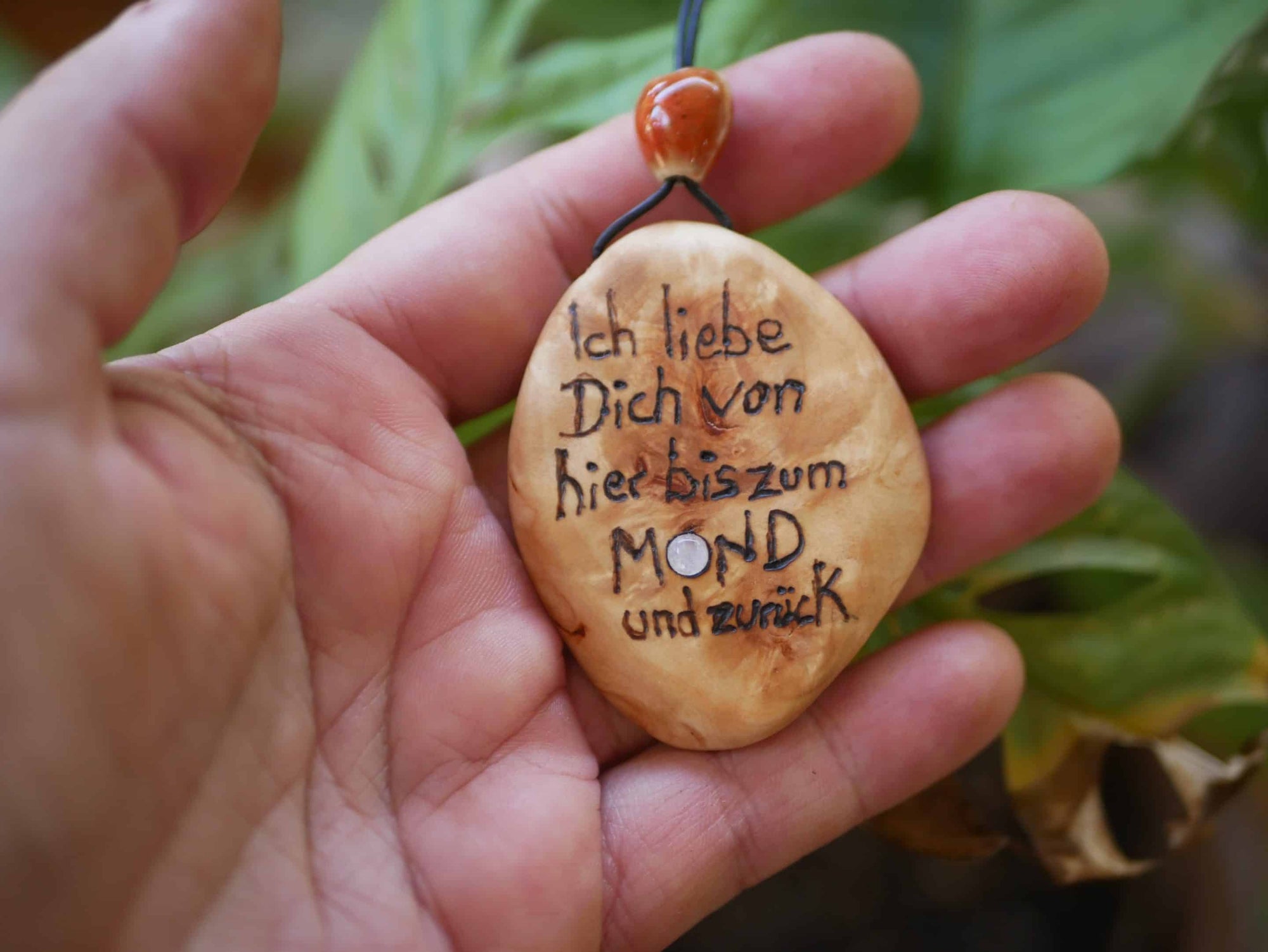 Baumperlenscheibe bis zum Mond mit Mondstein
