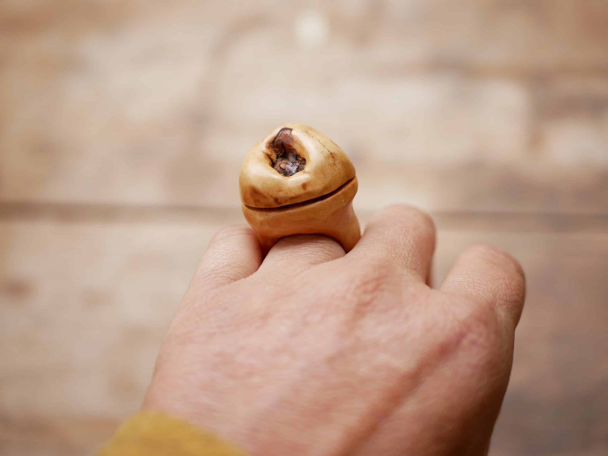 Baumperlen Ring Ringdose zum Öffnen