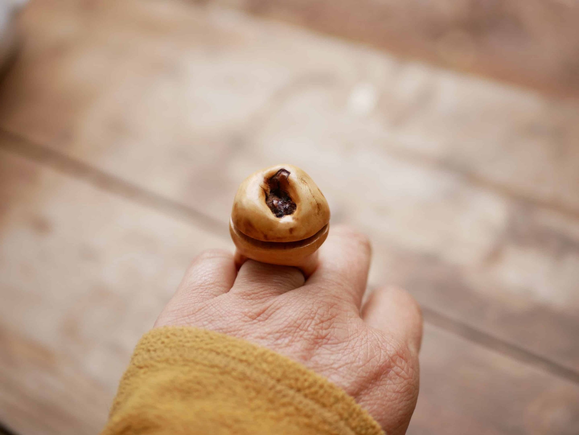 Baumperlen Ring Ringdose zum Öffnen