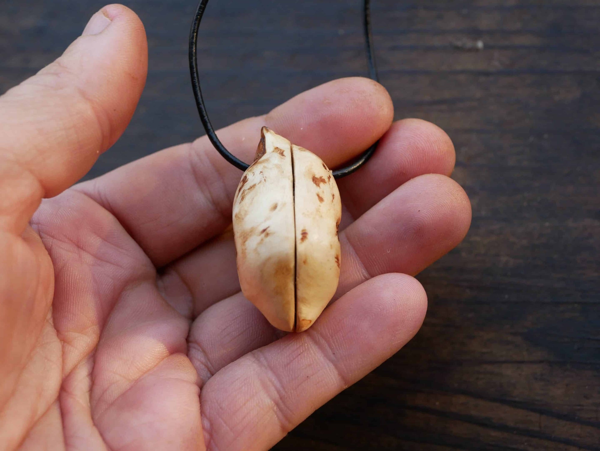 Medaillon aus Baumperle mit Büchlein