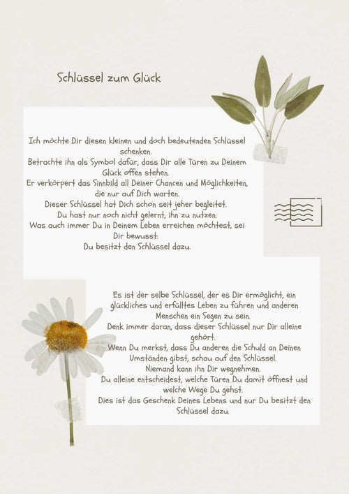 Der Schlüssel zum Glück als Brief