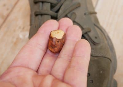 Schuhwichtel aus Baumperlen geschnitzt