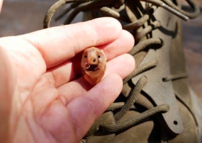 Schuhwichtel aus Baumperle mit Nasenpiercing ein Schuhschmuck für den Schnürsenkel