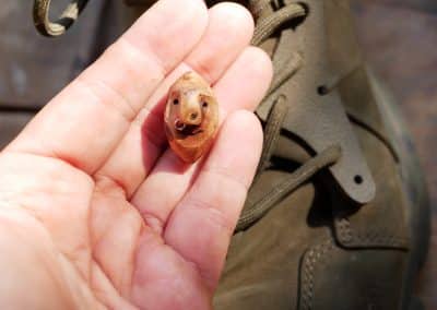 Schuhwichtel aus Baumperle mit Nasenpiercing ein Schuhschmuck für den Schnürsenkel