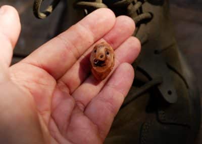 Schuhwichtel aus Baumperle mit Nasenpiercing ein Schuhschmuck für den Schnürsenkel