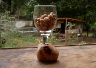 Glas mit einer eingearbeiteten Baumperle