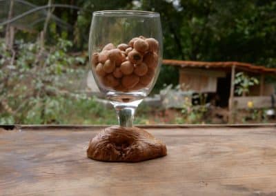 Glas mit einer eingearbeiteten Baumperle
