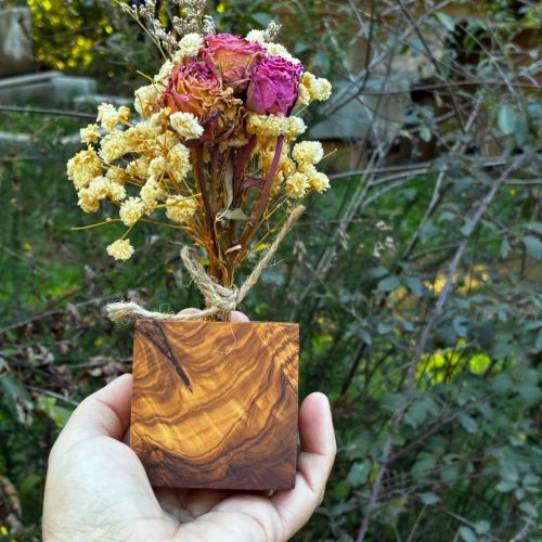 Trockenblumen Vase aus Olivenholz