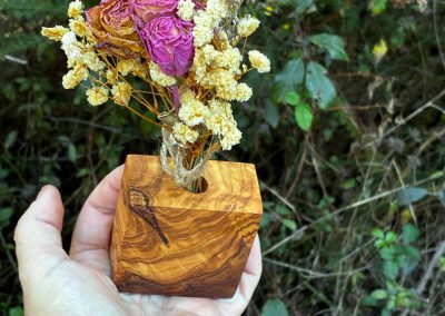 Trockenblumen Vase aus Olivenholz
