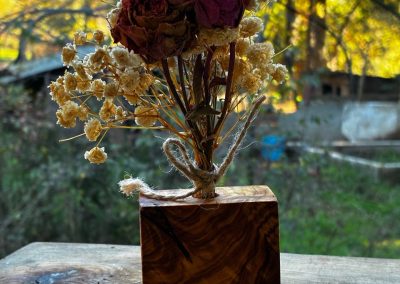 Trockenblumen Vase aus Olivenholz