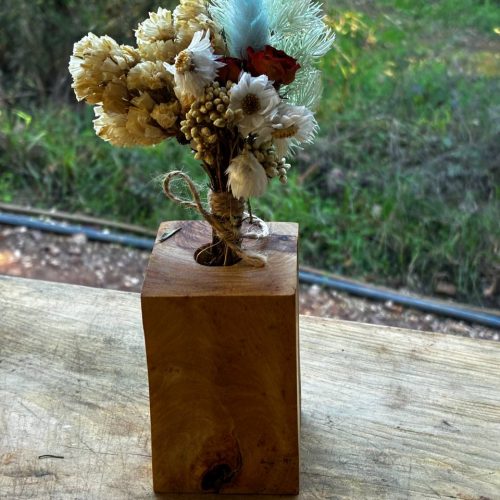 Trockenblumen Vase aus Olivenholz