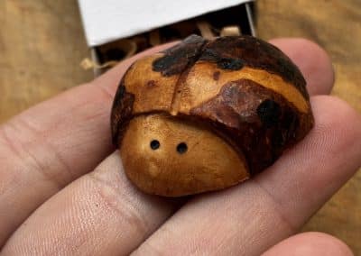 Käfer aus Baumperle geschnitzt. Handschmeichler Glückskäfer