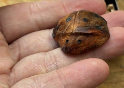 Käfer aus Baumperle geschnitzt. Handschmeichler Glückskäfer