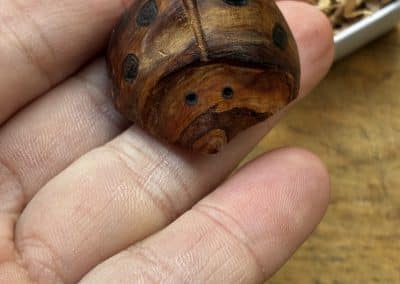Käfer aus Baumperle geschnitzt. Handschmeichler Glückskäfer